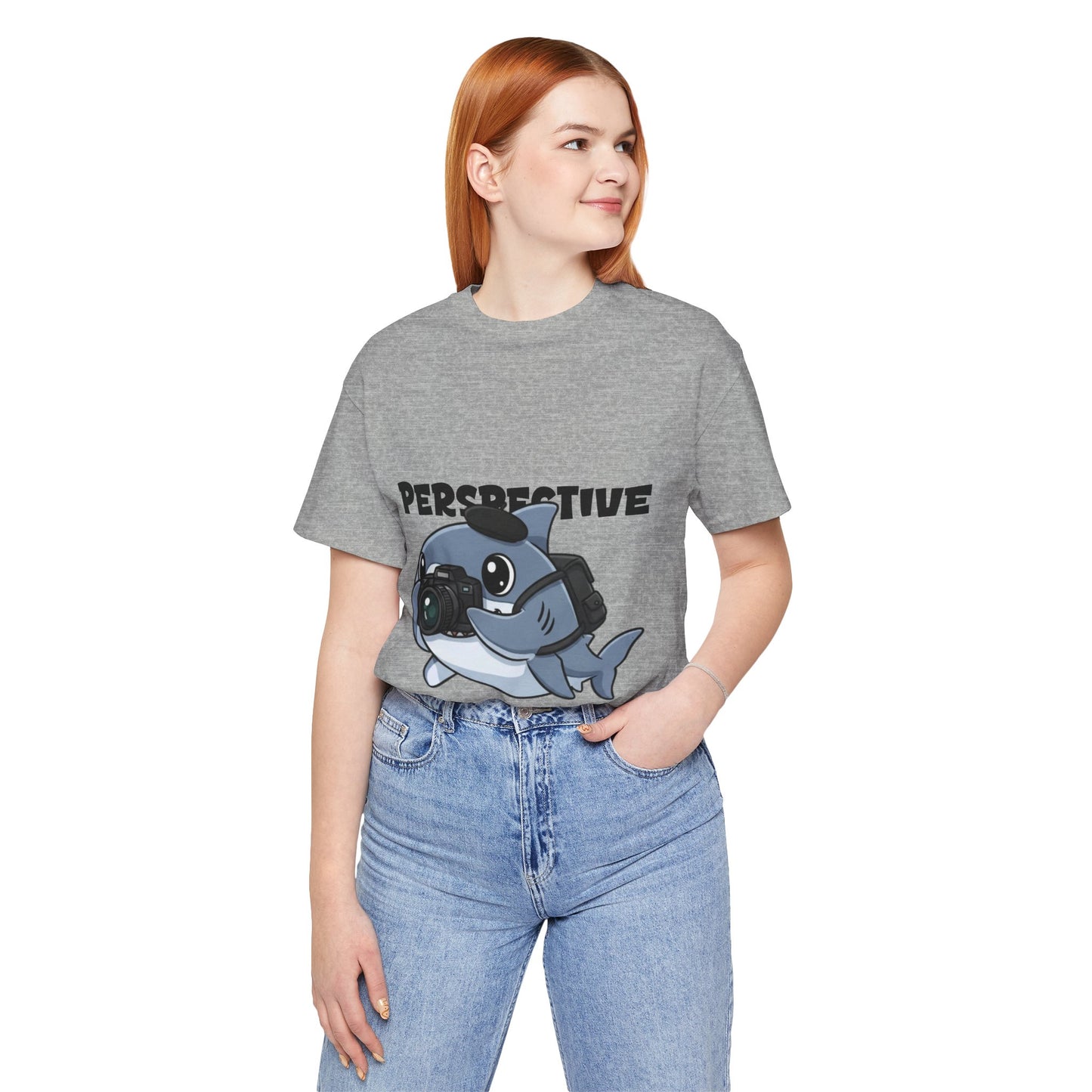 Camera Shark Tee, Fun Graphic T-Shirt for Photographers, Gift for Shark Lovers, Casual Wear, Unique Pet-Themed Apparel