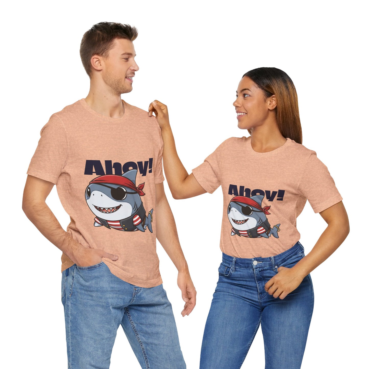 Pirate Shark Tee: Fun Unisex Jersey Short Sleeve Tee for Kids & Adults, Beachwear, Summer Fun, Gift for Sea Lovers, Ahoy!