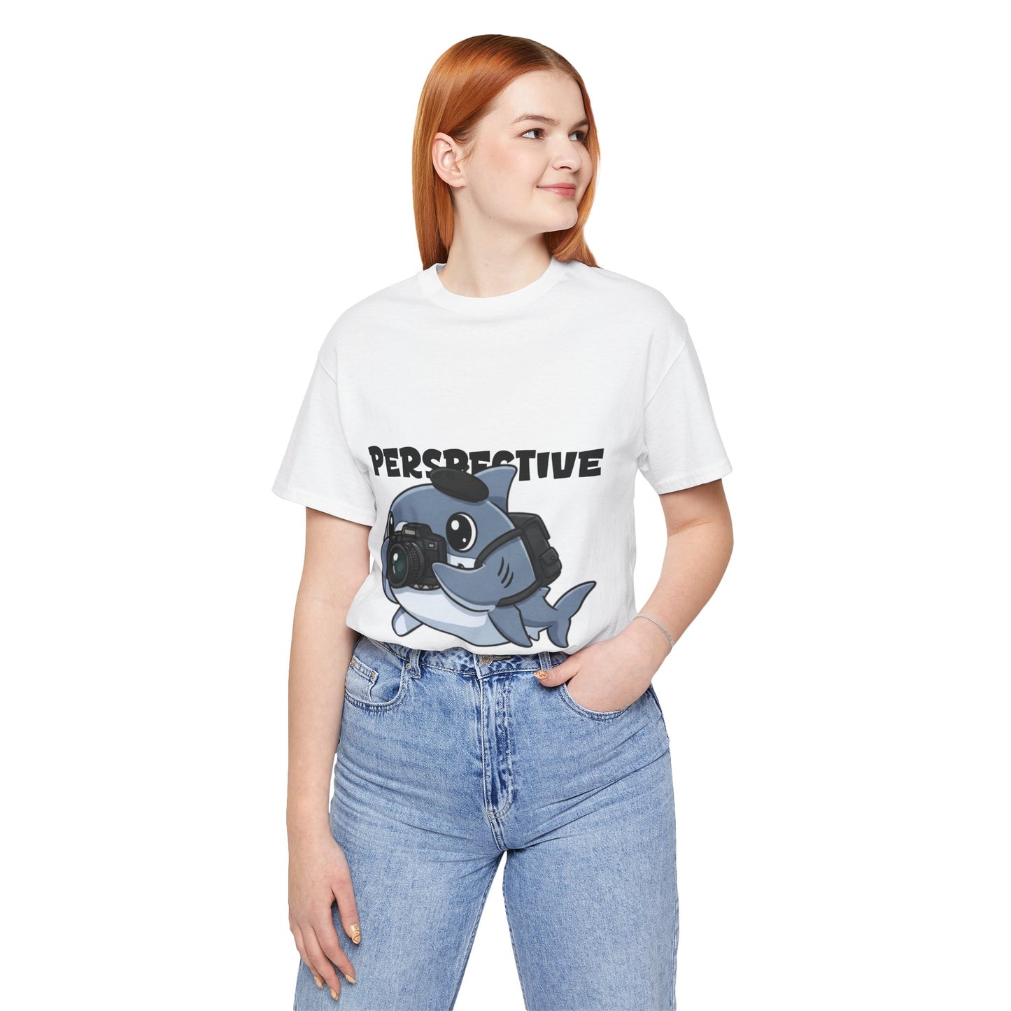 Camera Shark Tee, Fun Graphic T-Shirt for Photographers, Gift for Shark Lovers, Casual Wear, Unique Pet-Themed Apparel