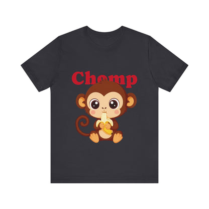 Cute Monkey Tee, Chomp Short Sleeve T-Shirt, Funny Animal Shirt, Unique Gift for Kids, Birthday Outfit, Fun Casual Wear