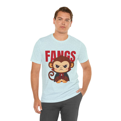 'Fangs' Monkey - Halloween T-Shirt - Fun Graphic T-Shirt, Halloween Costume, Gift for Kids, Animal Lover Apparel, Casual Wear