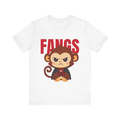 'Fangs' Monkey - Halloween T-Shirt - Fun Graphic T-Shirt, Halloween Costume, Gift for Kids, Animal Lover Apparel, Casual Wear