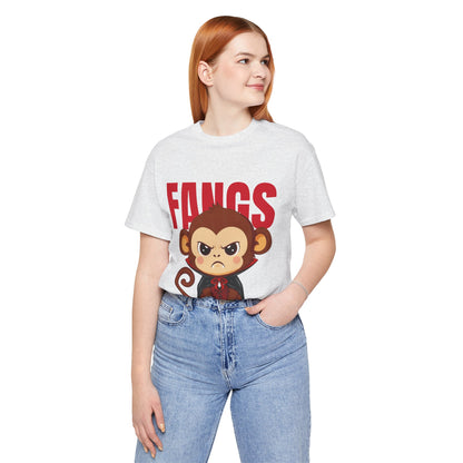 'Fangs' Monkey - Halloween T-Shirt - Fun Graphic T-Shirt, Halloween Costume, Gift for Kids, Animal Lover Apparel, Casual Wear