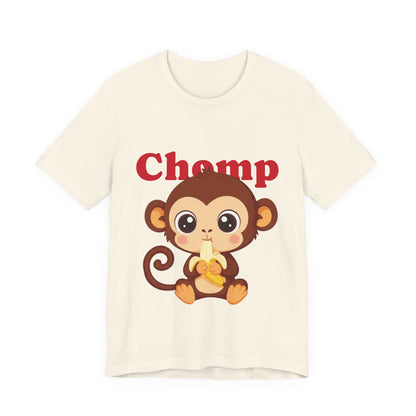 Cute Monkey Tee, Chomp Short Sleeve T-Shirt, Funny Animal Shirt, Unique Gift for Kids, Birthday Outfit, Fun Casual Wear