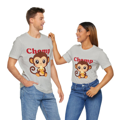 Cute Monkey Tee, Chomp Short Sleeve T-Shirt, Funny Animal Shirt, Unique Gift for Kids, Birthday Outfit, Fun Casual Wear