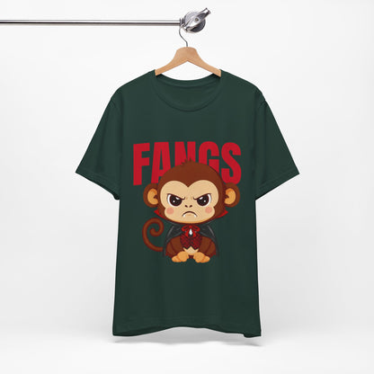 'Fangs' Monkey - Halloween T-Shirt - Fun Graphic T-Shirt, Halloween Costume, Gift for Kids, Animal Lover Apparel, Casual Wear