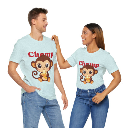 Cute Monkey Tee, Chomp Short Sleeve T-Shirt, Funny Animal Shirt, Unique Gift for Kids, Birthday Outfit, Fun Casual Wear