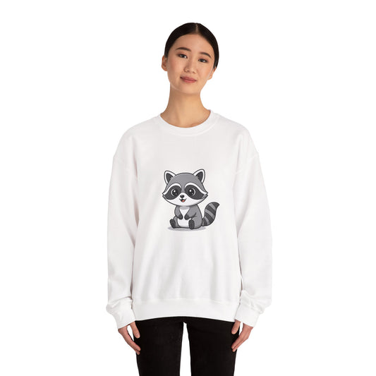 Cute Raccoon Crewneck Sweatshirt, Cozy Unisex Pullover, Animal Lover Gift, Soft Fall Graphic Sweatshirt