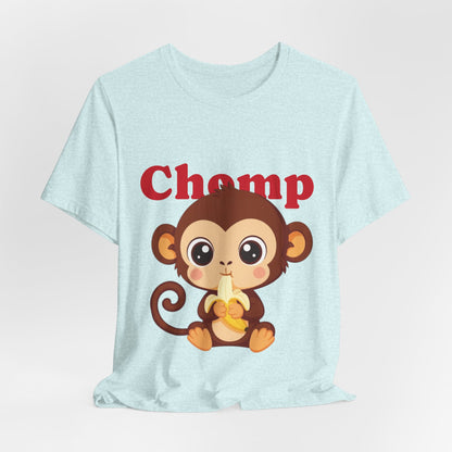 Cute Monkey Tee, Chomp Short Sleeve T-Shirt, Funny Animal Shirt, Unique Gift for Kids, Birthday Outfit, Fun Casual Wear