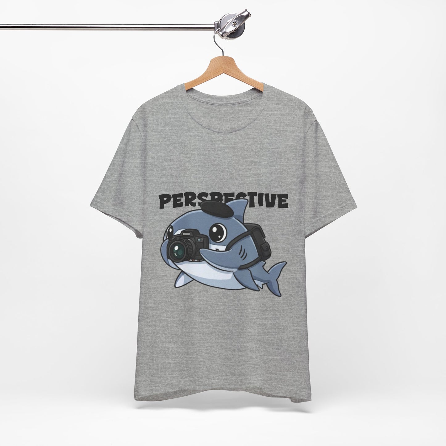 Camera Shark Tee, Fun Graphic T-Shirt for Photographers, Gift for Shark Lovers, Casual Wear, Unique Pet-Themed Apparel