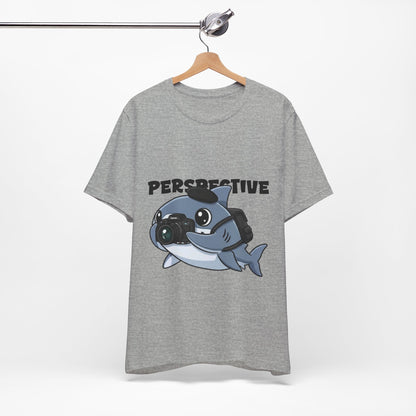 Camera Shark Tee, Fun Graphic T-Shirt for Photographers, Gift for Shark Lovers, Casual Wear, Unique Pet-Themed Apparel