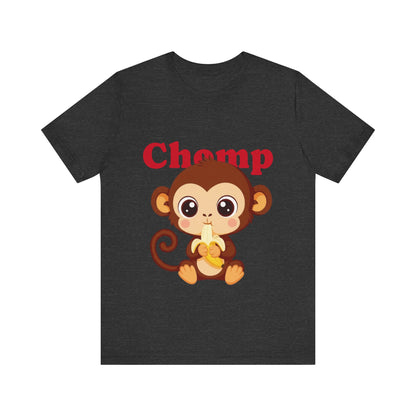 Cute Monkey Tee, Chomp Short Sleeve T-Shirt, Funny Animal Shirt, Unique Gift for Kids, Birthday Outfit, Fun Casual Wear