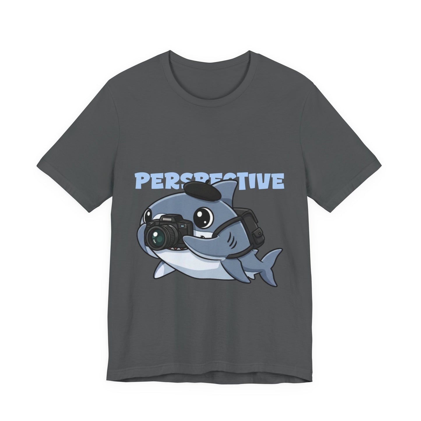Camera Shark Tee, Fun Graphic T-Shirt for Photographers, Gift for Shark Lovers, Casual Wear, Unique Pet-Themed Apparel