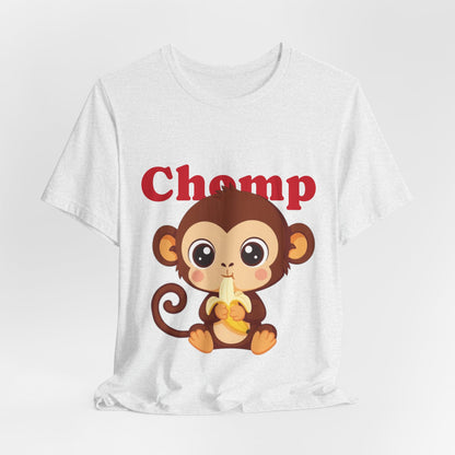 Cute Monkey Tee, Chomp Short Sleeve T-Shirt, Funny Animal Shirt, Unique Gift for Kids, Birthday Outfit, Fun Casual Wear