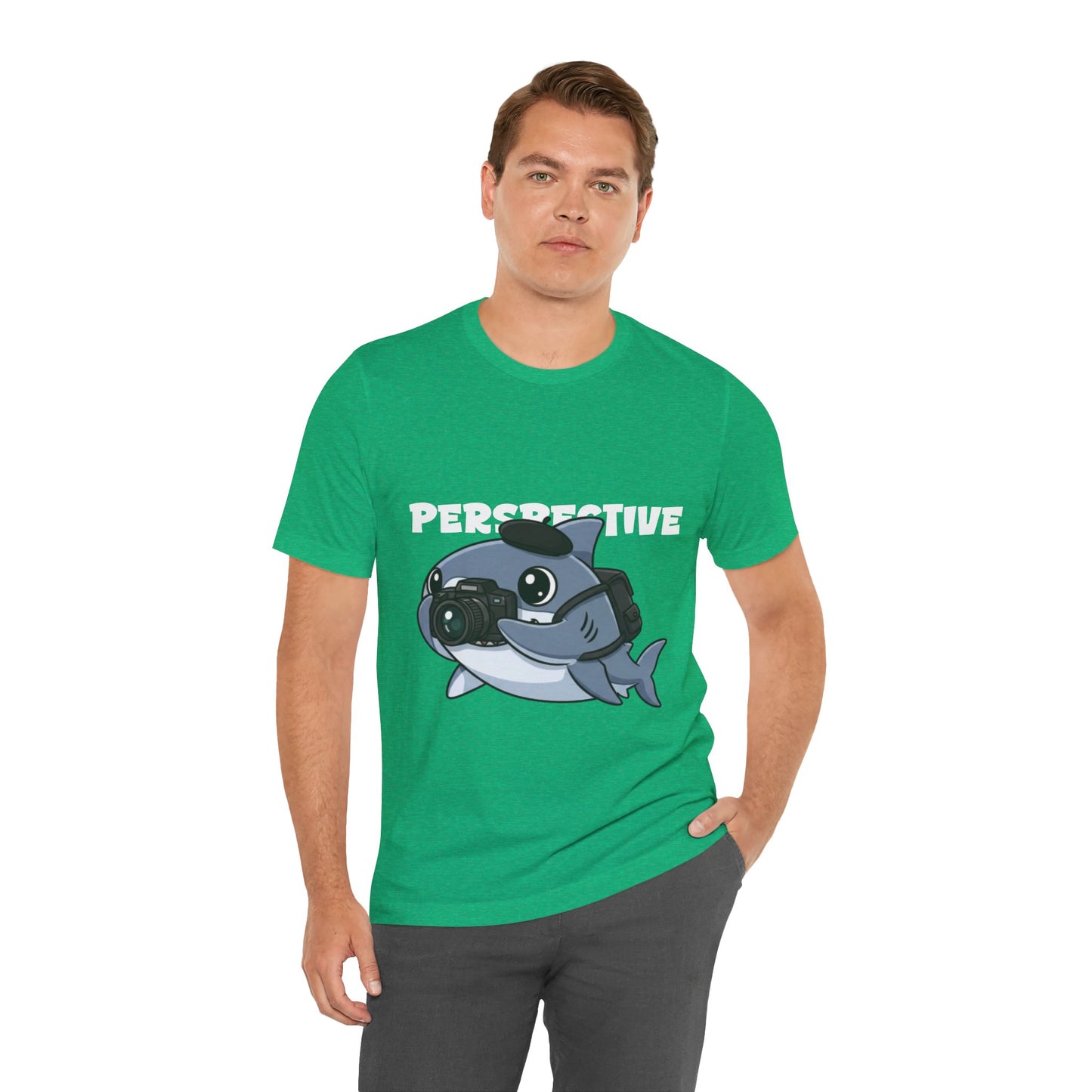 Camera Shark Tee, Fun Graphic T-Shirt for Photographers, Gift for Shark Lovers, Casual Wear, Unique Pet-Themed Apparel