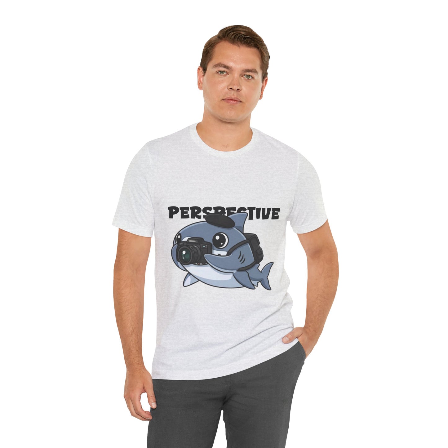 Camera Shark Tee, Fun Graphic T-Shirt for Photographers, Gift for Shark Lovers, Casual Wear, Unique Pet-Themed Apparel