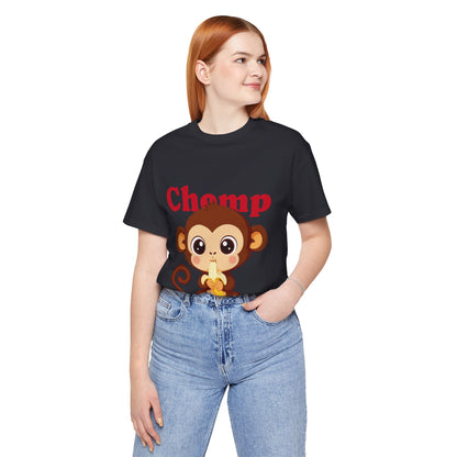 Cute Monkey Tee, Chomp Short Sleeve T-Shirt, Funny Animal Shirt, Unique Gift for Kids, Birthday Outfit, Fun Casual Wear
