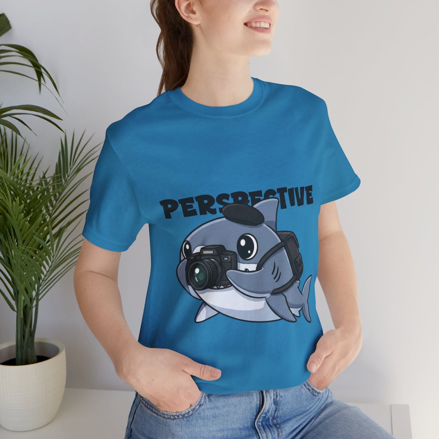Camera Shark Tee, Fun Graphic T-Shirt for Photographers, Gift for Shark Lovers, Casual Wear, Unique Pet-Themed Apparel