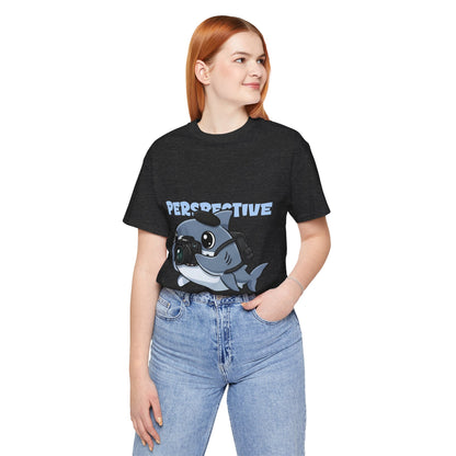 Camera Shark Tee, Fun Graphic T-Shirt for Photographers, Gift for Shark Lovers, Casual Wear, Unique Pet-Themed Apparel
