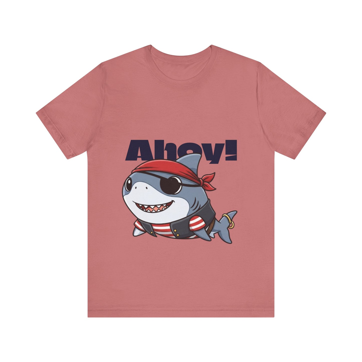 Pirate Shark Tee: Fun Unisex Jersey Short Sleeve Tee for Kids & Adults, Beachwear, Summer Fun, Gift for Sea Lovers, Ahoy!