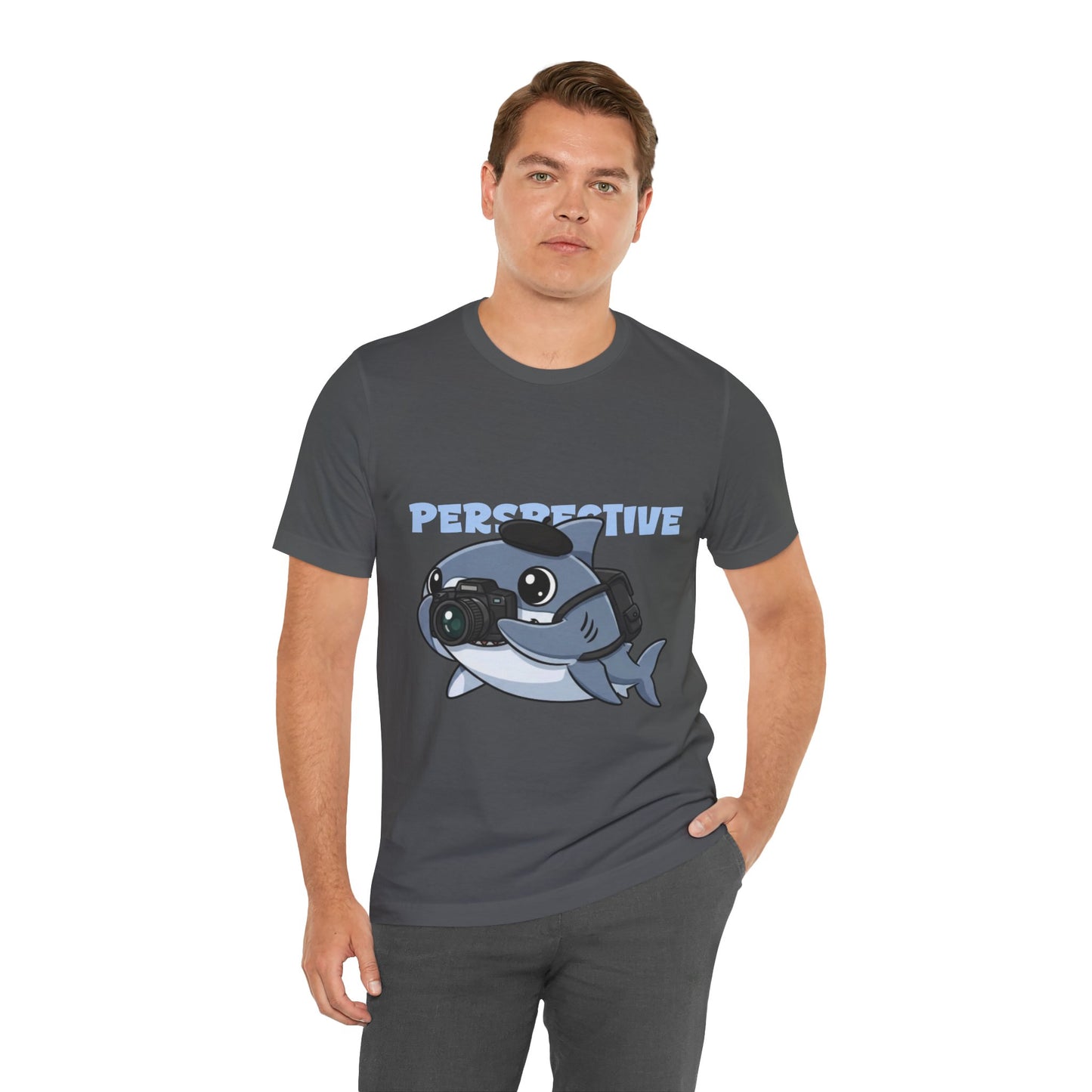 Camera Shark Tee, Fun Graphic T-Shirt for Photographers, Gift for Shark Lovers, Casual Wear, Unique Pet-Themed Apparel
