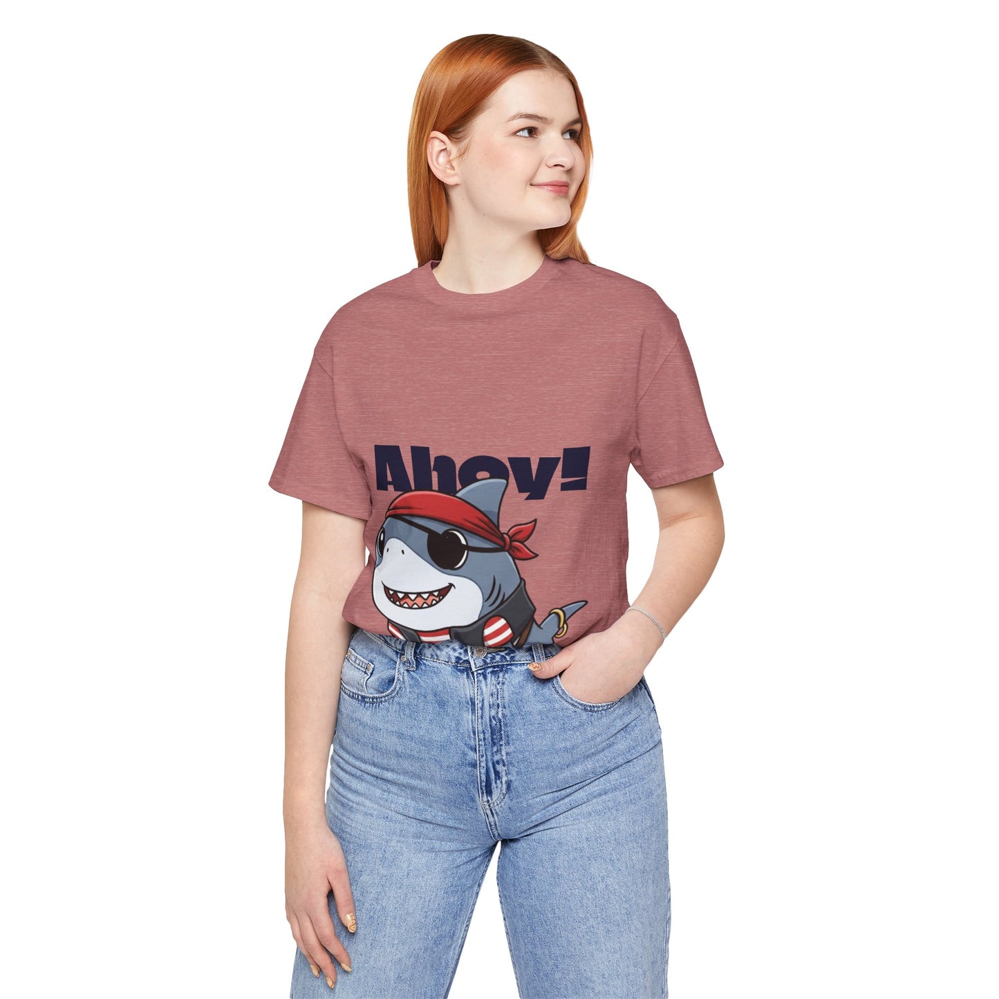 Pirate Shark Tee: Fun Unisex Jersey Short Sleeve Tee for Kids & Adults, Beachwear, Summer Fun, Gift for Sea Lovers, Ahoy!