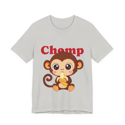 Cute Monkey Tee, Chomp Short Sleeve T-Shirt, Funny Animal Shirt, Unique Gift for Kids, Birthday Outfit, Fun Casual Wear