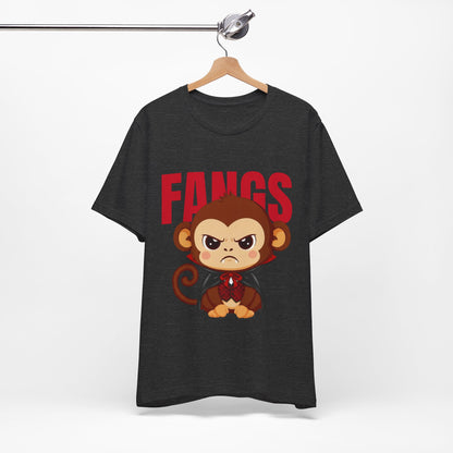 'Fangs' Monkey - Halloween T-Shirt - Fun Graphic T-Shirt, Halloween Costume, Gift for Kids, Animal Lover Apparel, Casual Wear