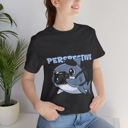 Camera Shark Tee, Fun Graphic T-Shirt for Photographers, Gift for Shark Lovers, Casual Wear, Unique Pet-Themed Apparel