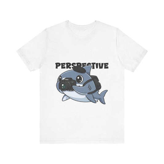 Camera Shark Tee, Fun Graphic T-Shirt for Photographers, Gift for Shark Lovers, Casual Wear, Unique Pet-Themed Apparel
