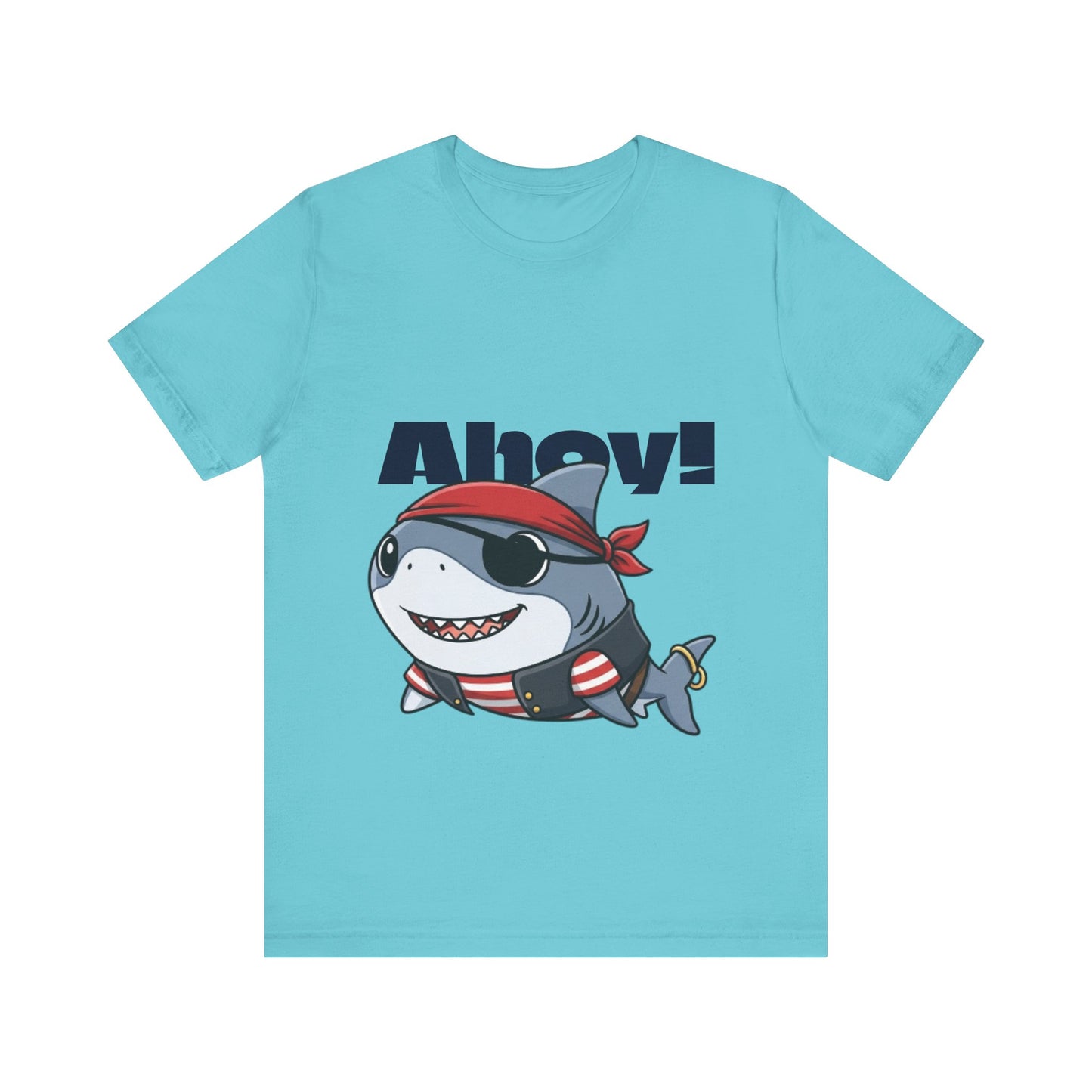 Pirate Shark Tee: Fun Unisex Jersey Short Sleeve Tee for Kids & Adults, Beachwear, Summer Fun, Gift for Sea Lovers, Ahoy!