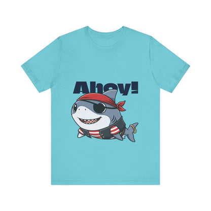 Pirate Shark Tee: Fun Unisex Jersey Short Sleeve Tee for Kids & Adults, Beachwear, Summer Fun, Gift for Sea Lovers, Ahoy!