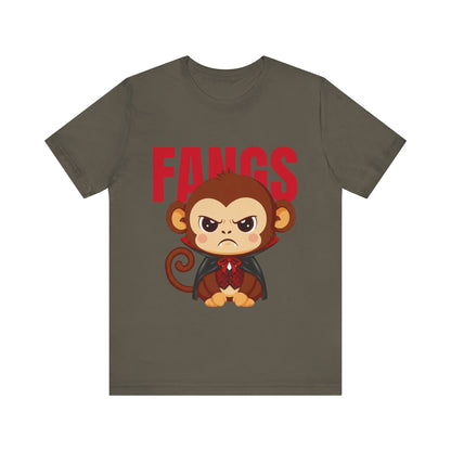 'Fangs' Monkey - Halloween T-Shirt - Fun Graphic T-Shirt, Halloween Costume, Gift for Kids, Animal Lover Apparel, Casual Wear