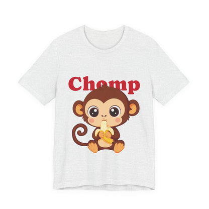 Cute Monkey Tee, Chomp Short Sleeve T-Shirt, Funny Animal Shirt, Unique Gift for Kids, Birthday Outfit, Fun Casual Wear