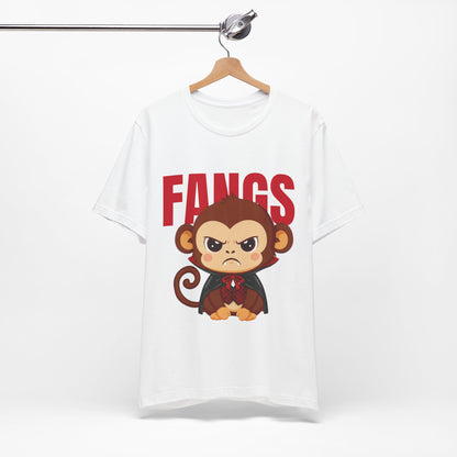 'Fangs' Monkey - Halloween T-Shirt - Fun Graphic T-Shirt, Halloween Costume, Gift for Kids, Animal Lover Apparel, Casual Wear