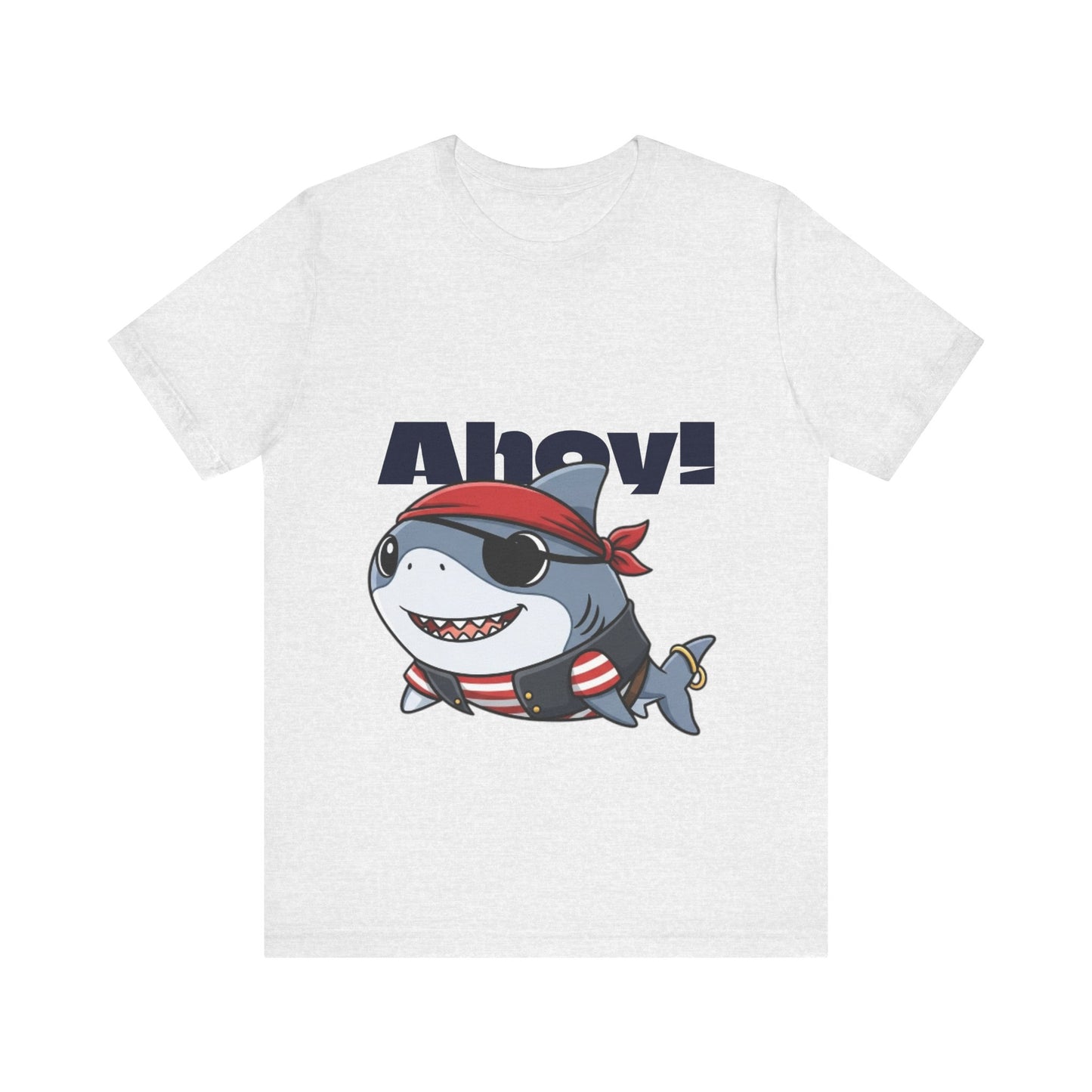 Pirate Shark Tee: Fun Unisex Jersey Short Sleeve Tee for Kids & Adults, Beachwear, Summer Fun, Gift for Sea Lovers, Ahoy!