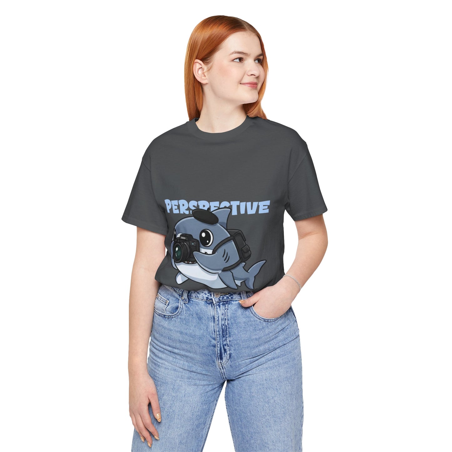Camera Shark Tee, Fun Graphic T-Shirt for Photographers, Gift for Shark Lovers, Casual Wear, Unique Pet-Themed Apparel