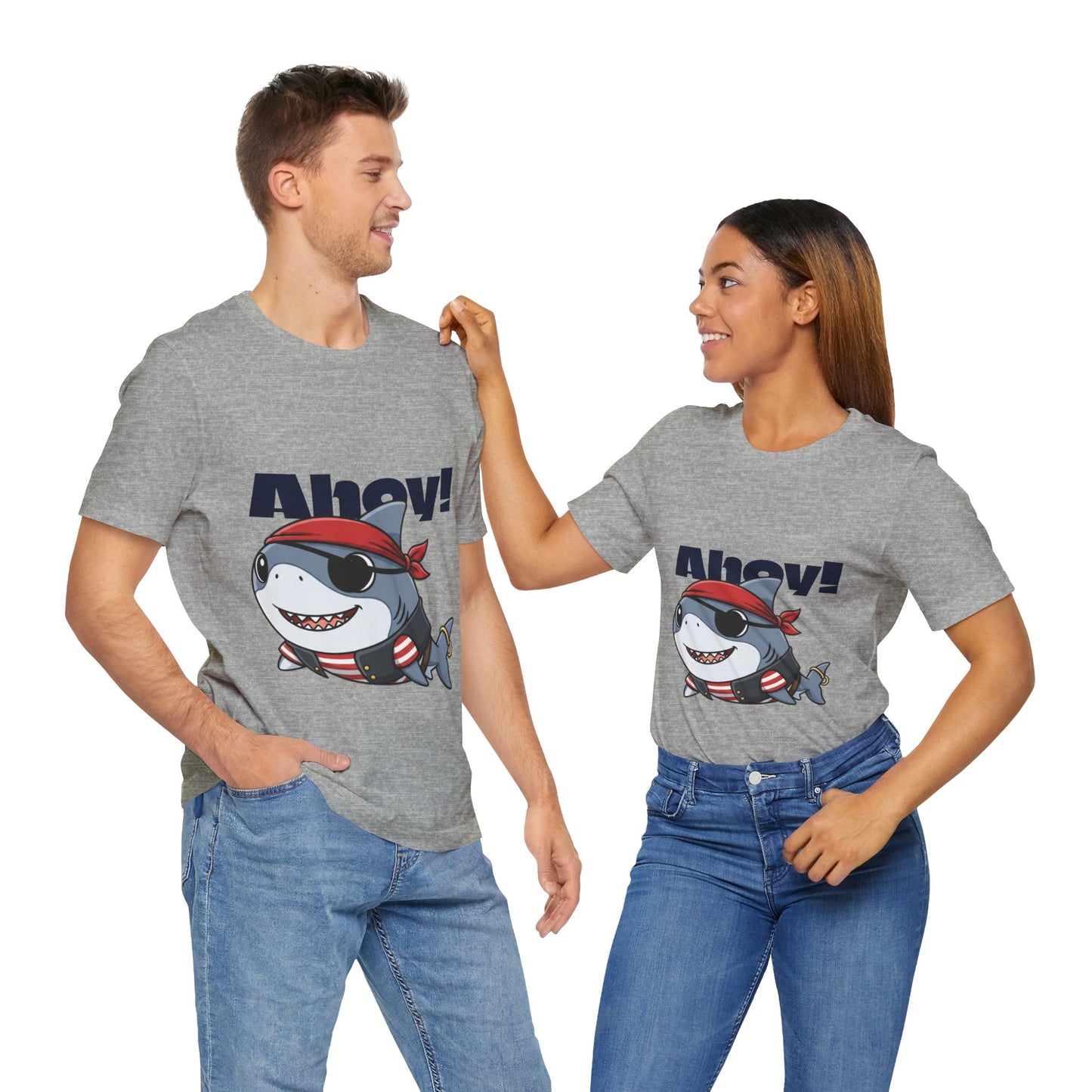 Pirate Shark Tee: Fun Unisex Jersey Short Sleeve Tee for Kids & Adults, Beachwear, Summer Fun, Gift for Sea Lovers, Ahoy!