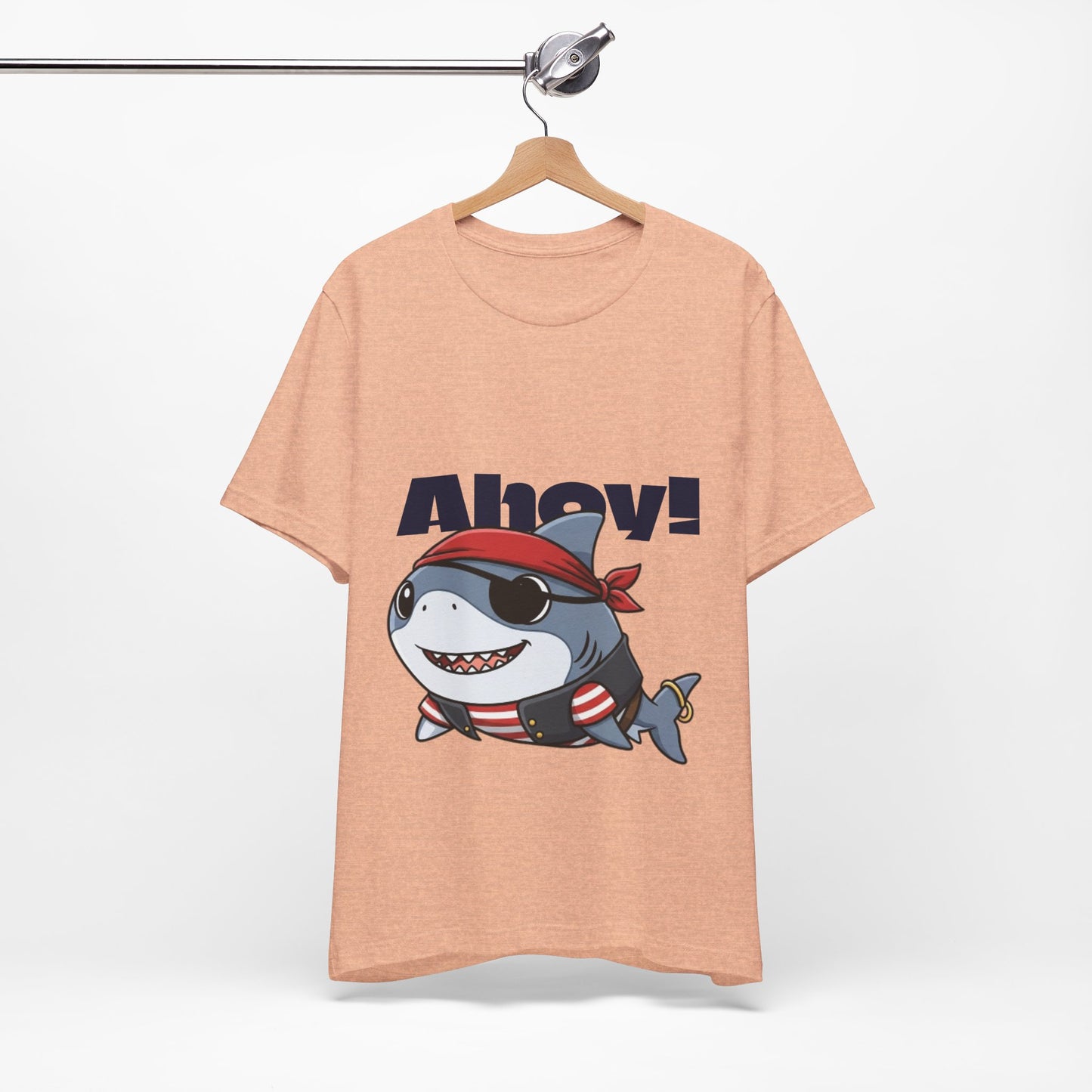Pirate Shark Tee: Fun Unisex Jersey Short Sleeve Tee for Kids & Adults, Beachwear, Summer Fun, Gift for Sea Lovers, Ahoy!