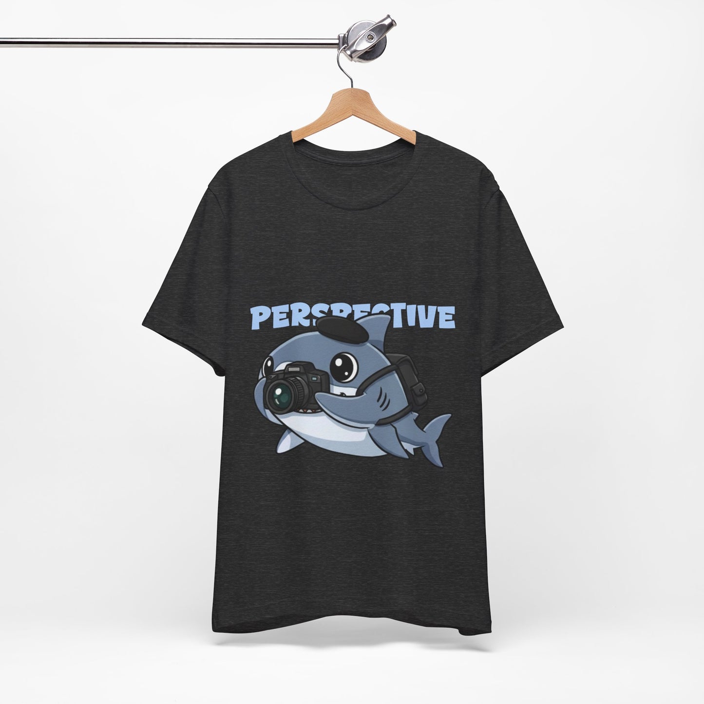 Camera Shark Tee, Fun Graphic T-Shirt for Photographers, Gift for Shark Lovers, Casual Wear, Unique Pet-Themed Apparel