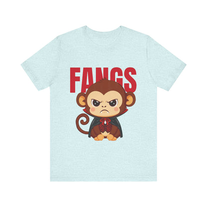'Fangs' Monkey - Halloween T-Shirt - Fun Graphic T-Shirt, Halloween Costume, Gift for Kids, Animal Lover Apparel, Casual Wear
