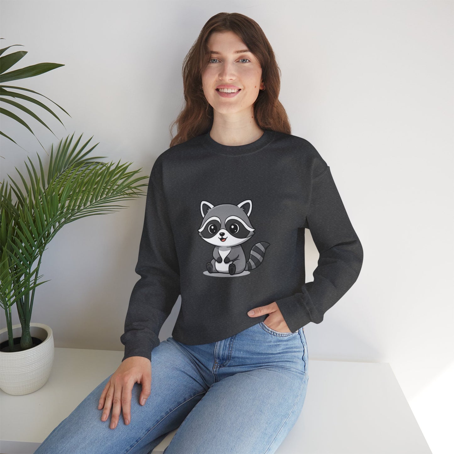 Cute Raccoon Crewneck Sweatshirt, Cozy Unisex Pullover, Animal Lover Gift, Soft Fall Graphic Sweatshirt