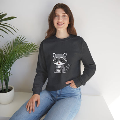 Cute Raccoon Crewneck Sweatshirt, Cozy Unisex Pullover, Animal Lover Gift, Soft Fall Graphic Sweatshirt