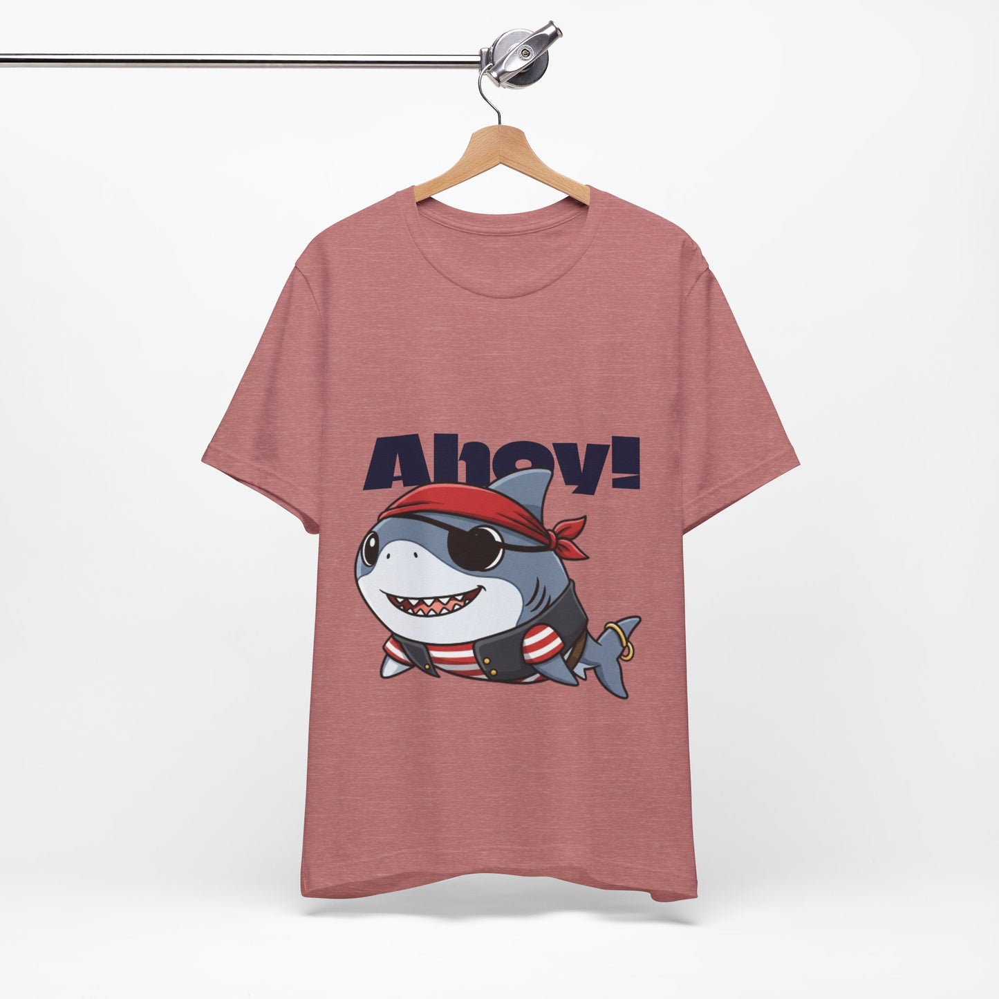 Pirate Shark Tee: Fun Unisex Jersey Short Sleeve Tee for Kids & Adults, Beachwear, Summer Fun, Gift for Sea Lovers, Ahoy!