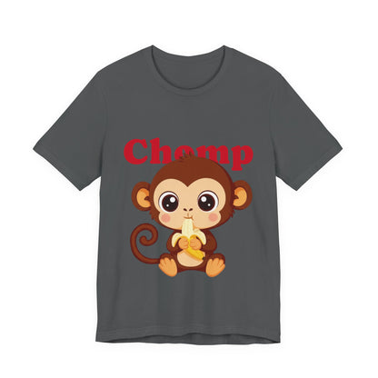Cute Monkey Tee, Chomp Short Sleeve T-Shirt, Funny Animal Shirt, Unique Gift for Kids, Birthday Outfit, Fun Casual Wear