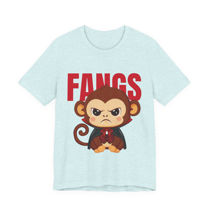 'Fangs' Monkey - Halloween T-Shirt - Fun Graphic T-Shirt, Halloween Costume, Gift for Kids, Animal Lover Apparel, Casual Wear