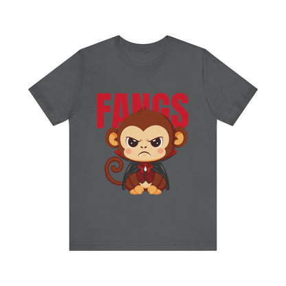 'Fangs' Monkey - Halloween T-Shirt - Fun Graphic T-Shirt, Halloween Costume, Gift for Kids, Animal Lover Apparel, Casual Wear