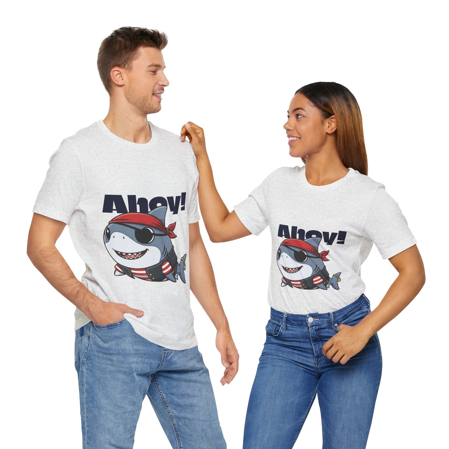 Pirate Shark Tee: Fun Unisex Jersey Short Sleeve Tee for Kids & Adults, Beachwear, Summer Fun, Gift for Sea Lovers, Ahoy!