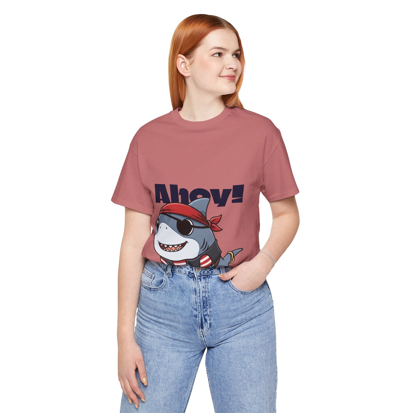 Pirate Shark Tee: Fun Unisex Jersey Short Sleeve Tee for Kids & Adults, Beachwear, Summer Fun, Gift for Sea Lovers, Ahoy!
