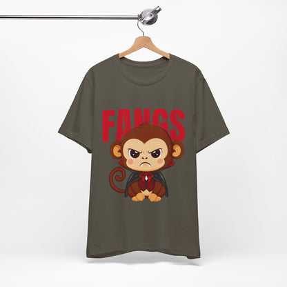 'Fangs' Monkey - Halloween T-Shirt - Fun Graphic T-Shirt, Halloween Costume, Gift for Kids, Animal Lover Apparel, Casual Wear